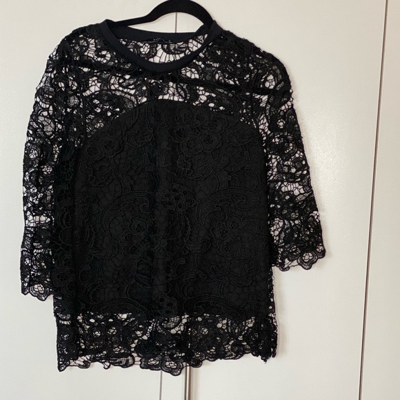Zara Black Lace Sweatshirt - Picture 2 of 5
